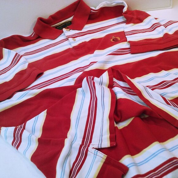 Vintage 80s Alexander Julian Colours Polo Rugby Top -M Bold Striped 1/4 Buttons - Picture 6 of 13